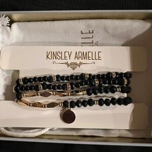 KINSLEY ARMELLE Bracelets, Black & Gold, New-Includes box and pouch